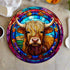 BooBoo Highland Cow Circular Glass Suncatcher Worktop Saver